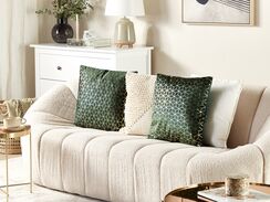 2 велюрові декоративні подушки з геометричним малюнком 45 х 45 см зелені CELOSIA