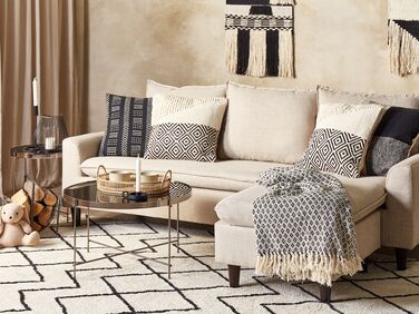 Бавовняна подушка з геометричним малюнком, 45 x 45 см, бежевий і чорний CALANTHE Бавовняна подушка з геометричним малюнком 45 x 45 см, бежевий і чорний CALANTHE