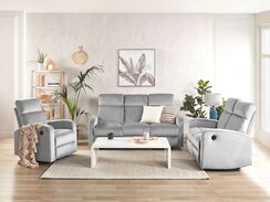 6-istuttava sohvaryhmä sametti sähkösäädettävä vaaleanharmaa VERDAL