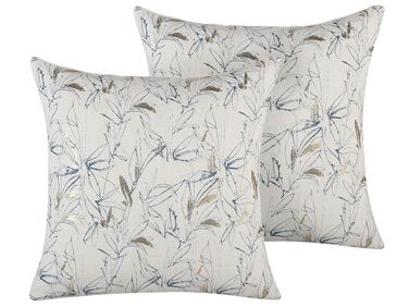 Set of 2 Cushions Floral Pattern 45 x 45 cm Beige ARBOR 