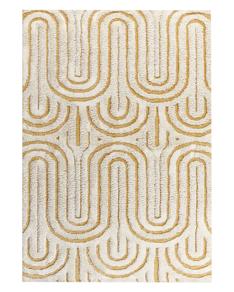 Teppich Baumwolle cremeweiß / gelb 160 x 230 cm abstraktes Muster PERAI_884355
