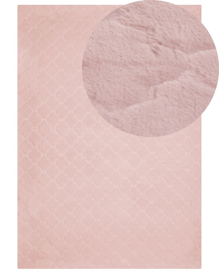 Tapete de pelo sintético de coelho rosa 160 x 230 cm GHARO_866745