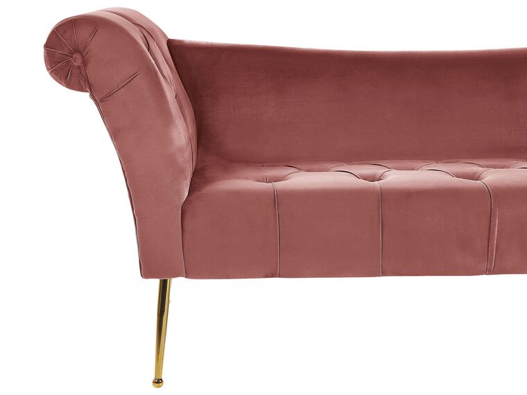Velvet Chaise Lounge Pink NANTILLY Beliani.co.uk