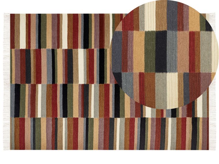 Kelim Teppich Wolle mehrfarbig 160 x 230 cm geometrisches Muster Kurzflor MUSALER_858389