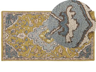 Tappeto lana giallo e blu 80 x 150 cm MUCUR