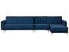 Left Hand Modular Velvet Sofa Navy Blue ABERDEEN_752357