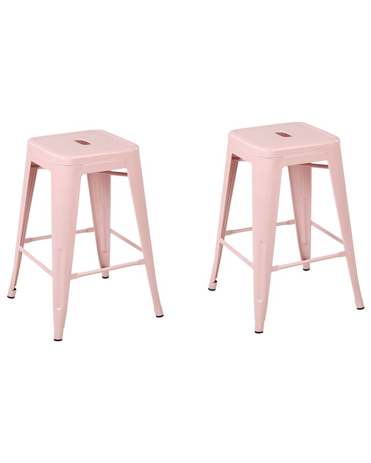 Zestaw 2 stołków barowych stalowych 60 cm różowy CABRILLO_828619