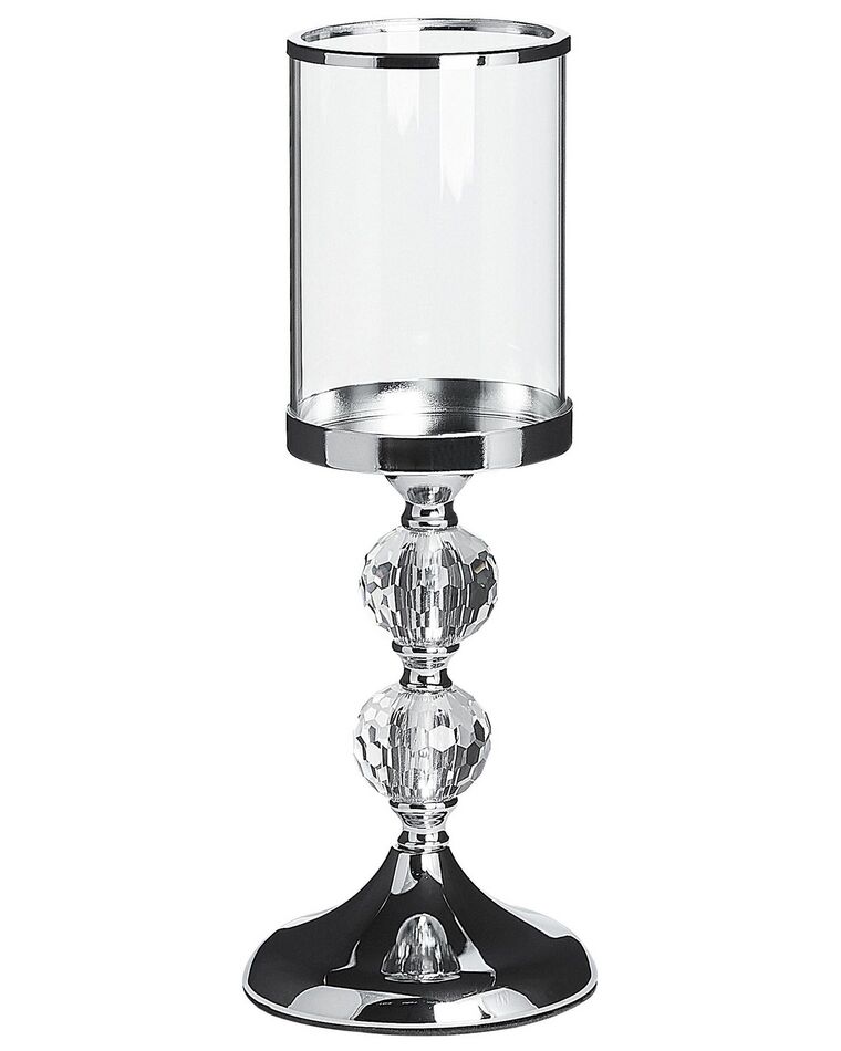 Świecznik szklany 36 cm srebrny COTUI_722206