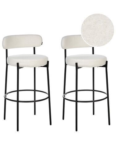 Set of 2 Boucle Bar Chairs White ALLISON