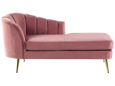 Chaise longue fluweel roze linkszijdig ALLIER