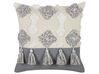 Set of 2 Tufted Cotton Cushions with Tassels 45 x 45 cm Beige and Grey ALOCASIA_835152