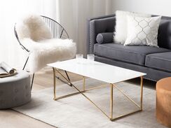 Sohvapöytä lasitasolla rosteri valkoinen/kulta EMPORIA Sohvapöytä lasitasolla rosteri valkoinen/kulta EMPORIA