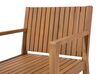 Sada 8 světle hnědých dřevěných zahradních židlí s  polštářem vzoru listů SASSARI_776063