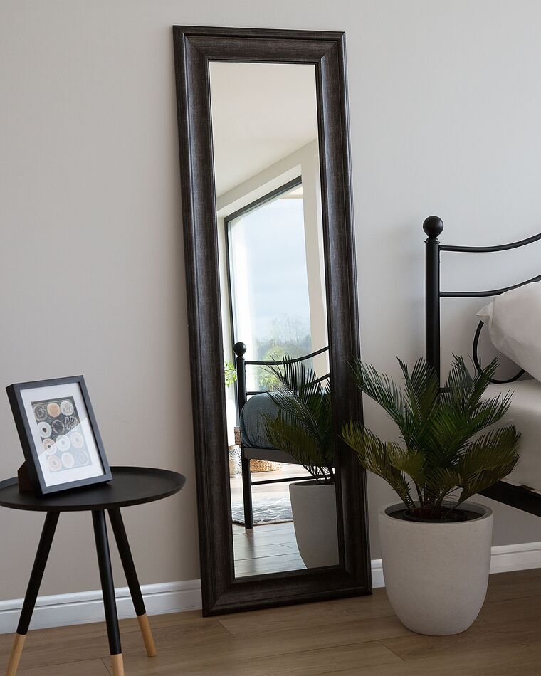 Specchio da Pavimento Ondulato, Specchio da Pavimento ad Arco Ondulato, Specchio con Cornice in Legno Avvolto in Flanella, per Corridoi Porte Soggiorni Camere da Letto Spogliatoi,Rosa,160 * 60