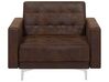 Conjunto de sofás reclináveis com 5 lugares em pele sintética castanha ABERDEEN_717559