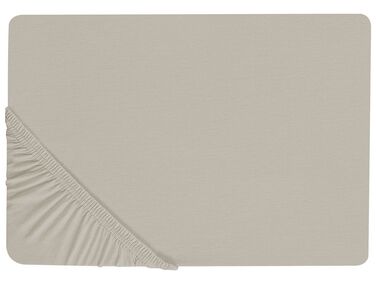Cotton Fitted Sheet 160 x 200 cm Taupe JANBU