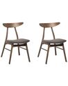 Set of 2 Wooden Dining Chairs Dark Wood and Grey LYNN_703398