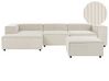 Right Hand 3 Seater Modular Jumbo Cord Corner Sofa with Ottoman Off-White APRICA_907779