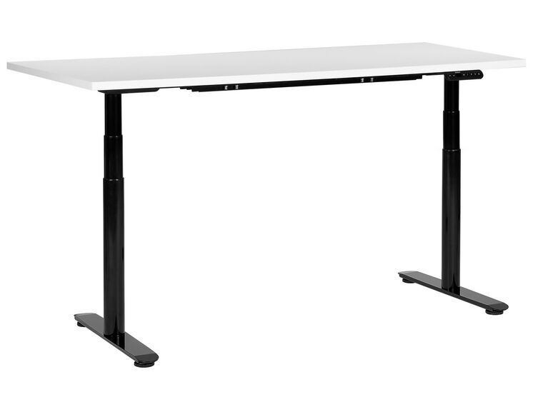Elektriskt justerbart skrivbord 160 x 72 cm vit och svart DESTINAS_899676