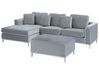 Right Hand Velvet Corner Sofa with Ottoman Light Grey OSLO_744114