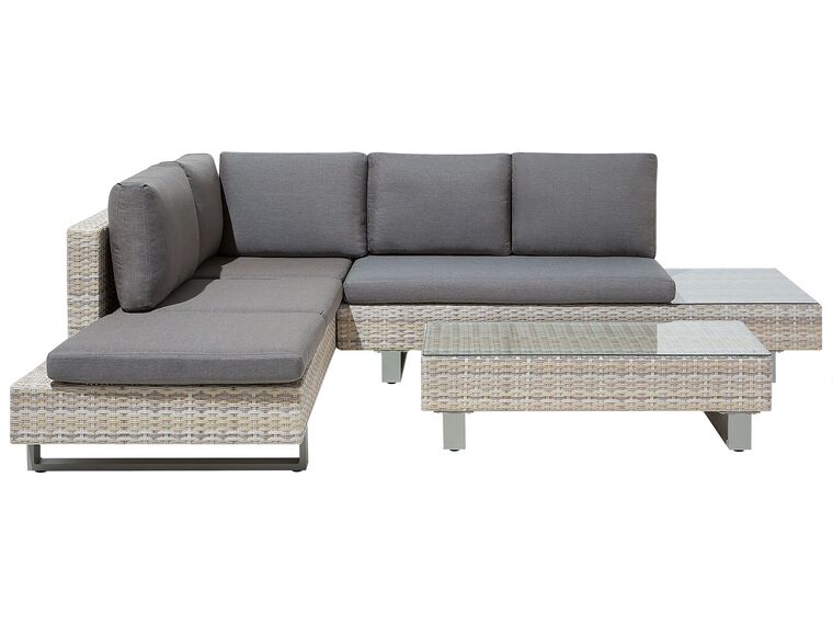Lounge Set Rattan beige 5-Sitzer modular Auflagen grau LANCIANO_711679