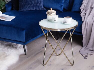 Side Table White with Gold MERIDIAN II