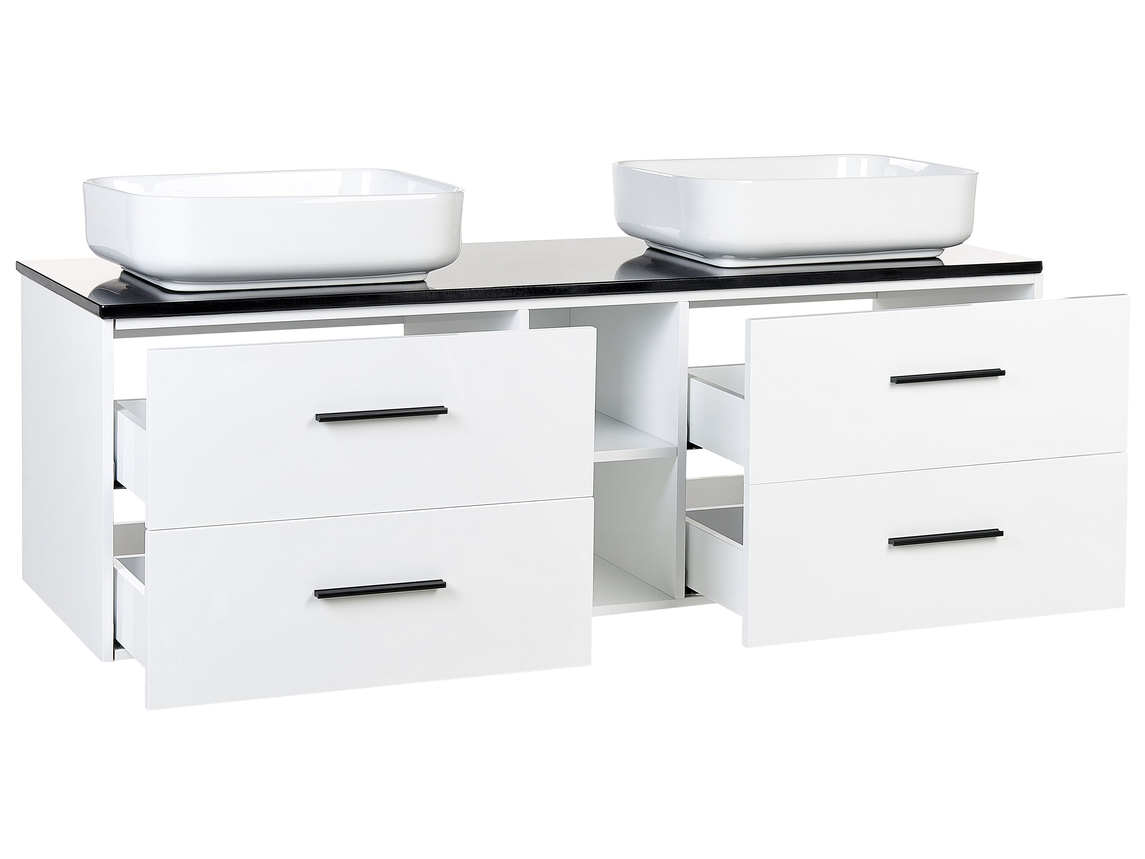 Double Sink Bathroom Vanity with Mirrors White PILAR Beliani.co.uk