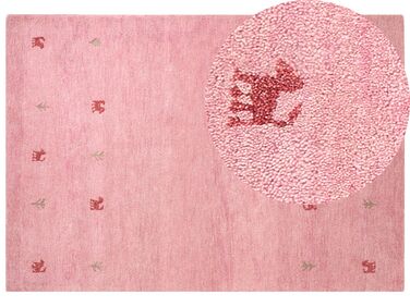 Gabbeh Teppich Wolle rosa 160 x 230 cm Tiermuster Hochflor YULAFI