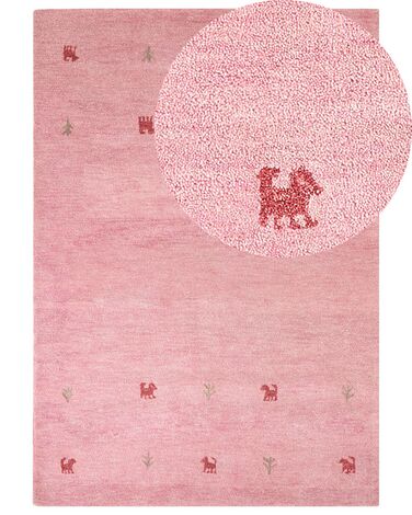 Alfombra gabbeh de lana rosa fucsia 160 x 230 cm YULAFI