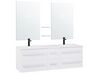 Badrumsmöbler väggskåp 2 spegel 2 tvättställ och glashylla vit MADRID_58817