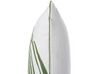 Conjunto de 2 almofadas decorativas branca com folha de palmeira verde 45 x 45 cm AZAMI_770914
