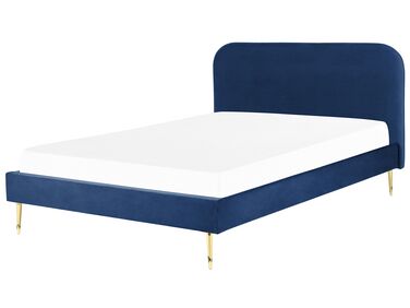 Sametová postel 180 x 200 cm modrá FLAYAT