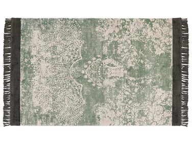 Tæppe 140 x 200 cm grøn/beige viskose AKARSU
