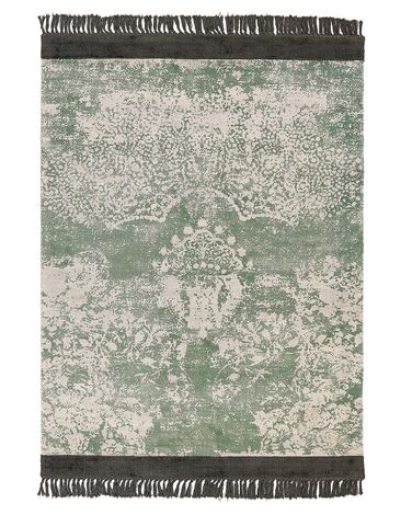 Teppich Viskose grün / beige 140 x 200 cm cm orientalisches Muster Kurzflor AKARSU