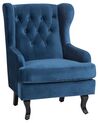 Velvet Fabric Wingback Chair Dark Blue ALTA_749405