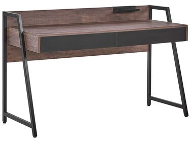 Schreibtisch dunkler Holzfarbton 120 x 50 cm 2 Schubladen HARWICH