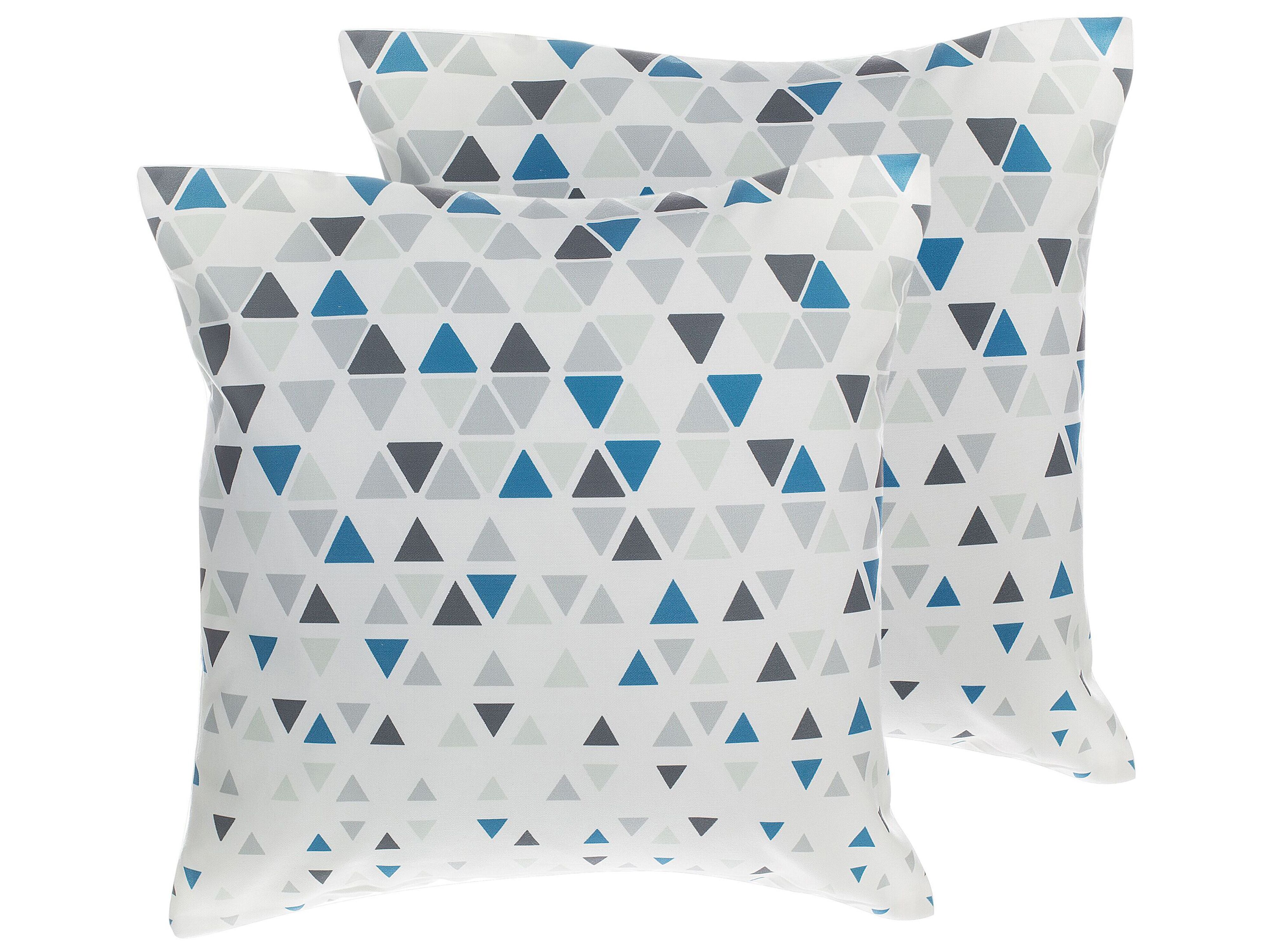 Uitsteken Bij elkaar passen meesterwerk Sierkussen set van 2 geometrisch patroon blauw/grijs 45 x 45 cm CLEOME | ✓  Gratis Levering