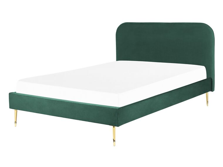 Velvet EU Double Size Bed Green FLAYAT_834089