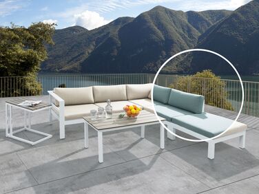 5 Seater Aluminum Garden Corner Sofa Set White with 2 Cushion Covers Sets MESSINA