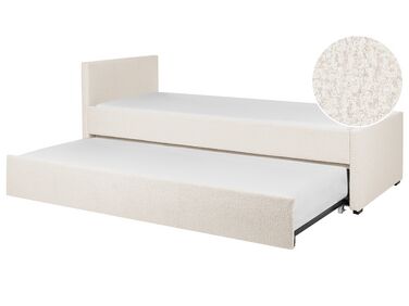Łóżko wysuwane boucle 80 x 200 cm jasnobeżowe MARMANDE