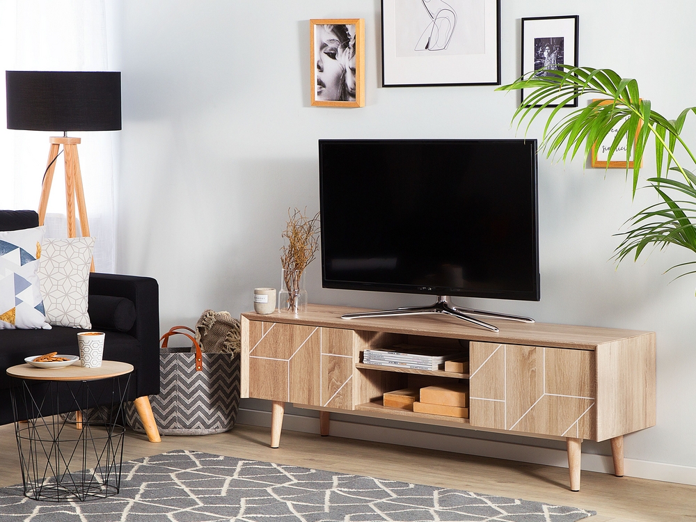 Mueble TV madera clara 150 x 39 cm FRANKLIN 
