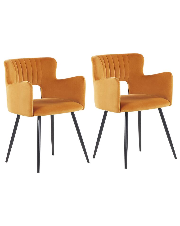 Sada 2 sametových jídelních židlí oranžové SANILAC_847092