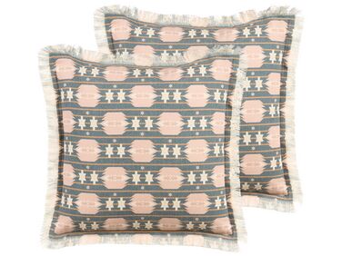 Set of 2 Cushions Geometric Pattern 60 x 60 cm Multicolour DIANTHUS
