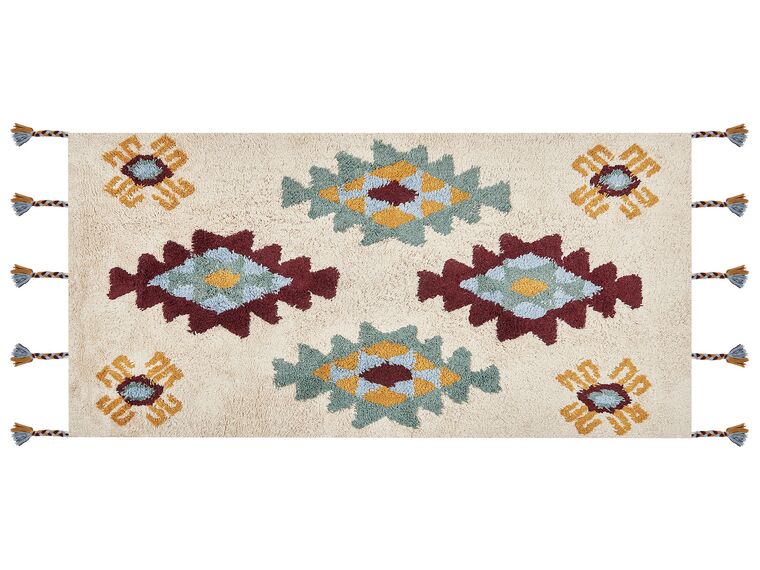 Teppich Baumwolle mehrfarbig 80 x 150 cm geometrisches Muster DUZCE_839434