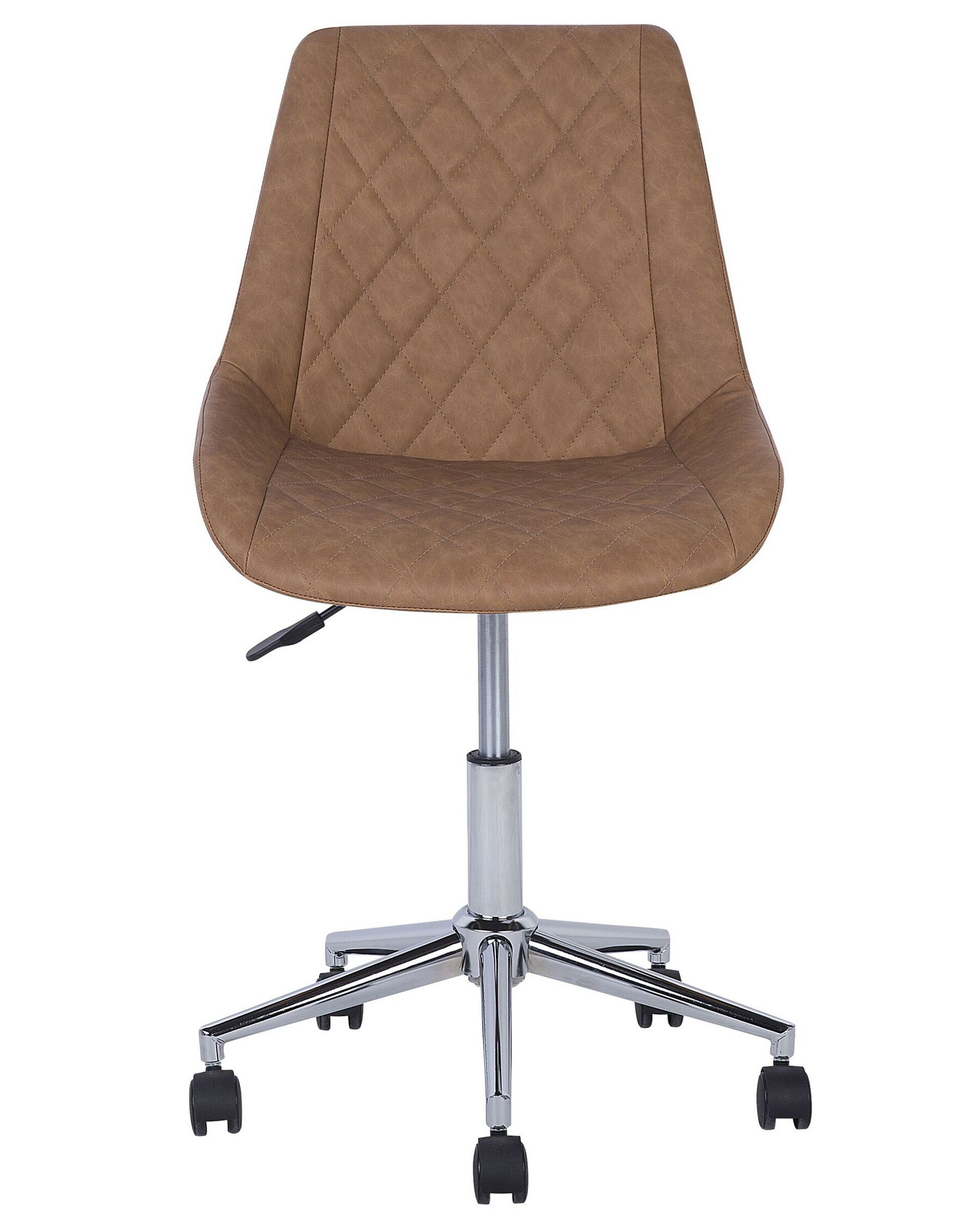 Faux Leather Armless Desk Chair Golden Brown MARIBEL Beliani.co.uk