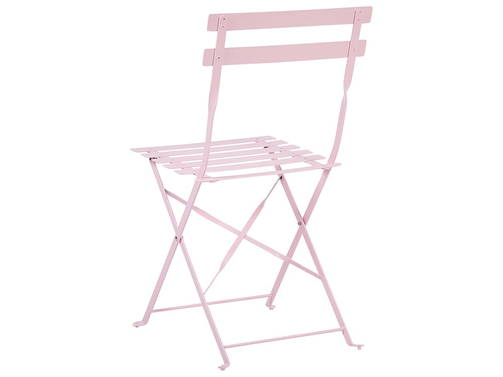 Steel Garden Bistro Set Pink FIORI Beliani.co.uk