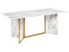 Ruokapöytä lasitasolla marmorikuvio valkoinen/kulta 100 x 200 CALCIO_872231