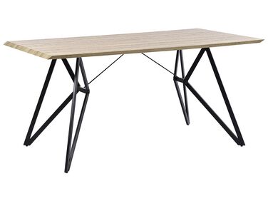 Ipari Stílusú Világos Fa És Fekete Étkezőasztal 160 x 90 cm  BUSCOT