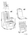 Conjunto de 2 sillas de jardín de madera con cojines blanco/crema JAVA_803559