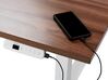 Elektriskt justerbart skrivbord 160 x 72 cm mörkt trä och vit DESTINES_899425